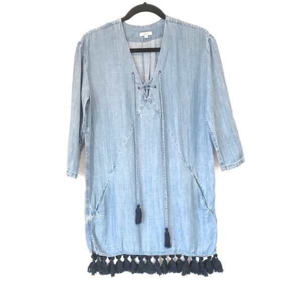 Rails XS Alicia Denim Chambray Tassel Shift Dress - Picture 4 of 8